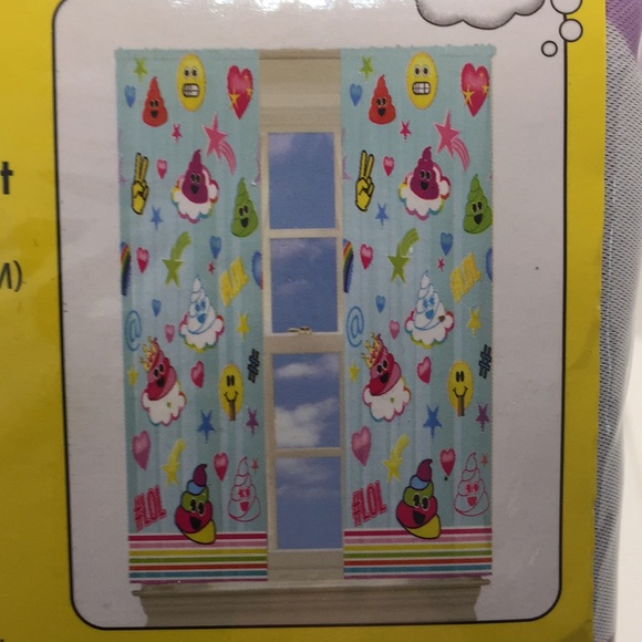 Emoji Raining Emoji's Room Darkening Drapes Panels Window Curtains 42 x 63 Inch - Picture 10 of 16